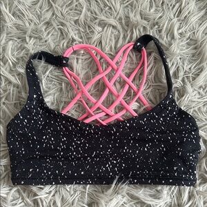 Women's Black and Pink Lululemon Strappy Sports Bra